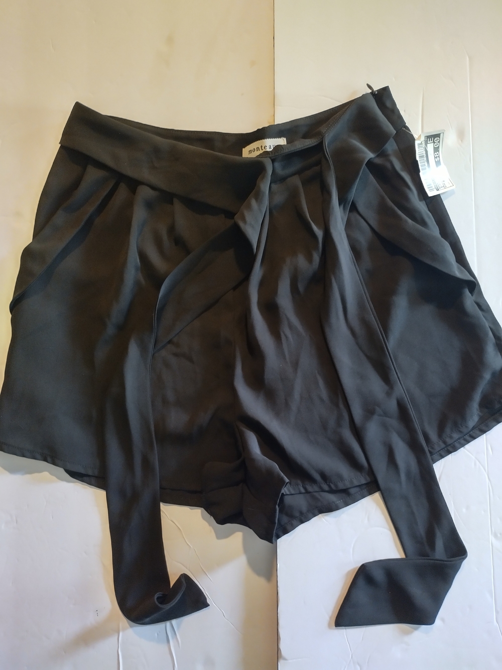 Monteau Black Tie-Waist Skort Shorts